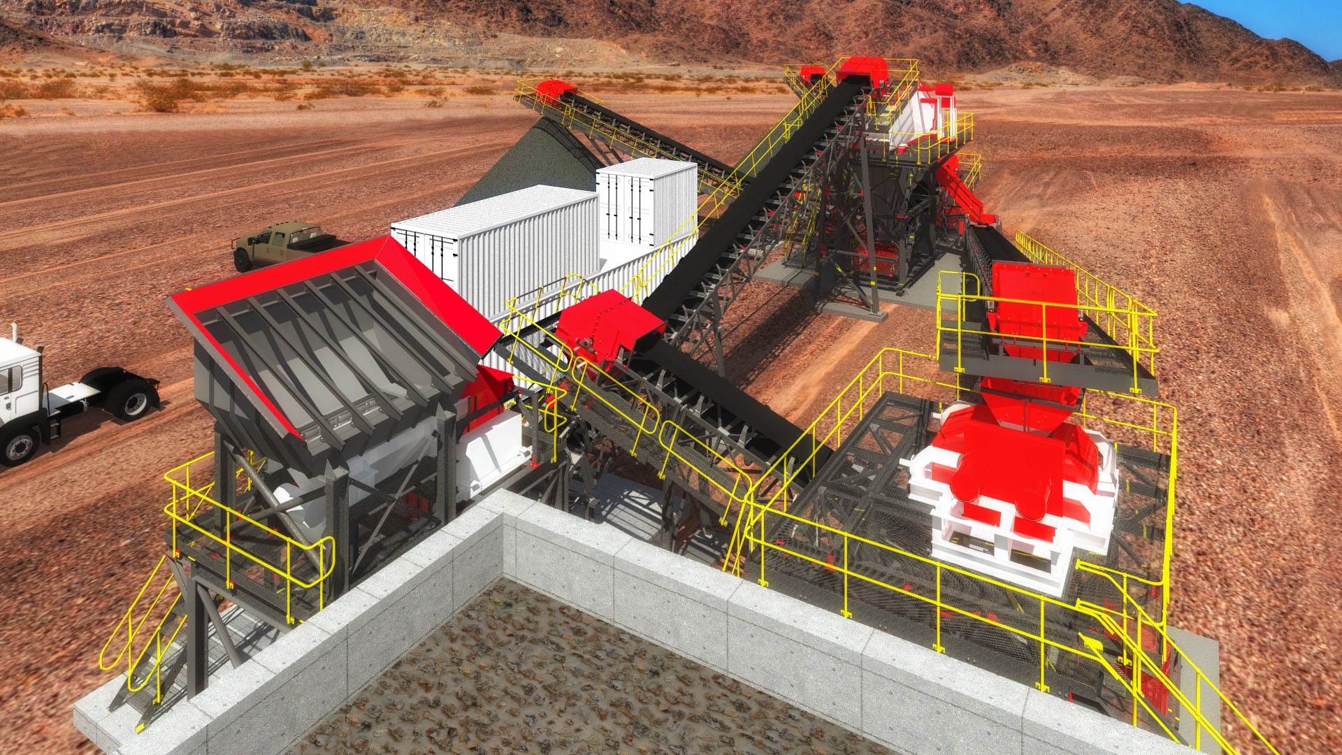 Modular crushing and screening plant for mining and mineral processing