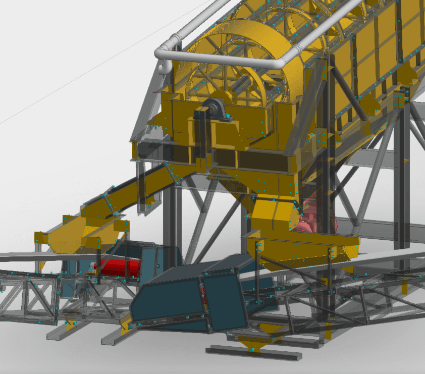 Modular trommel discharge arrangement with conveyors for custom wash plant layouts