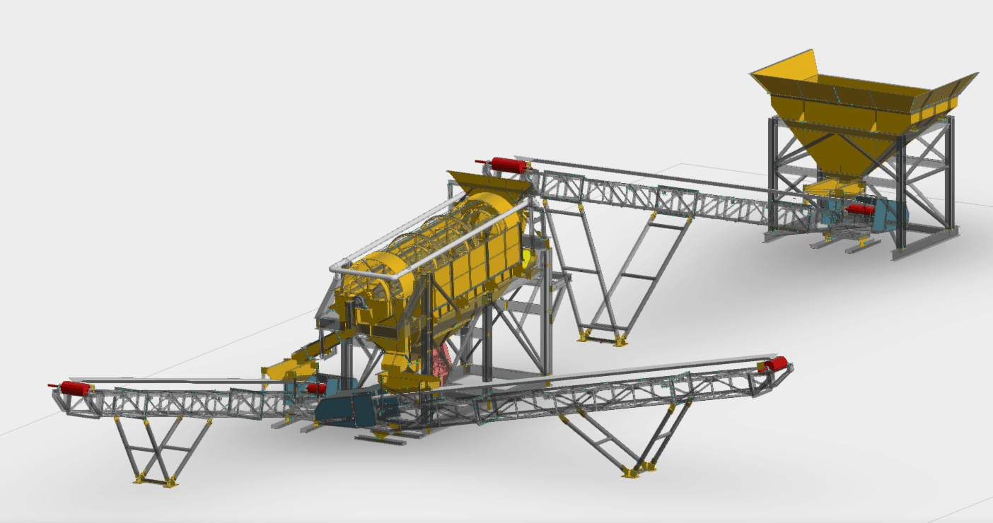Modular trommel wash plant with feed hopper and conveyors